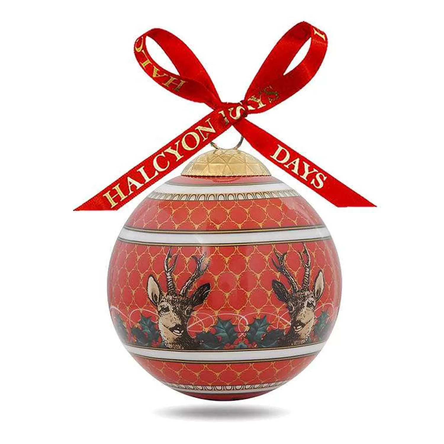 Halcyon Days Antler Trellis & Stag Red Christmas Bauble | Cheap