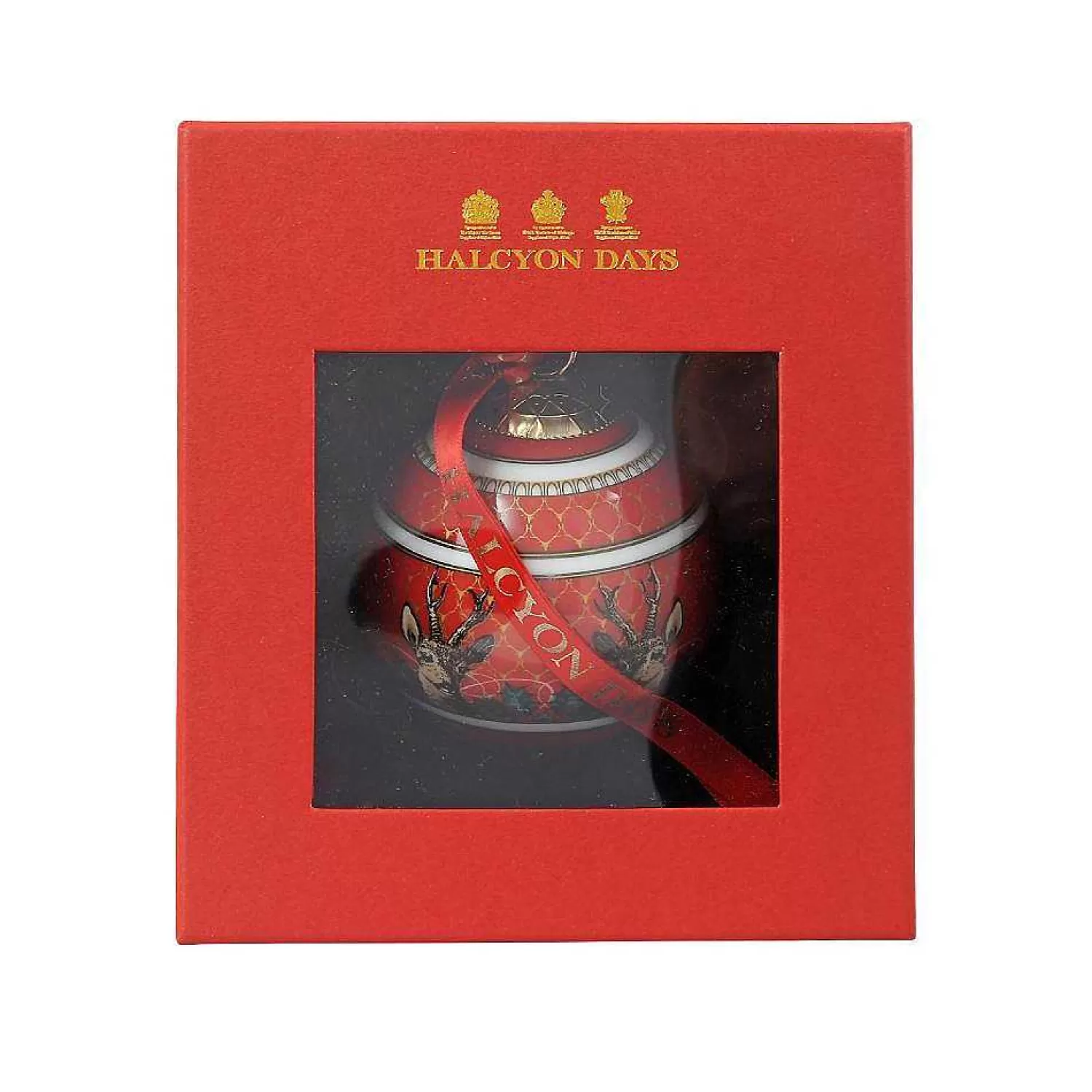 Halcyon Days Antler Trellis & Stag Red Christmas Bauble | Cheap