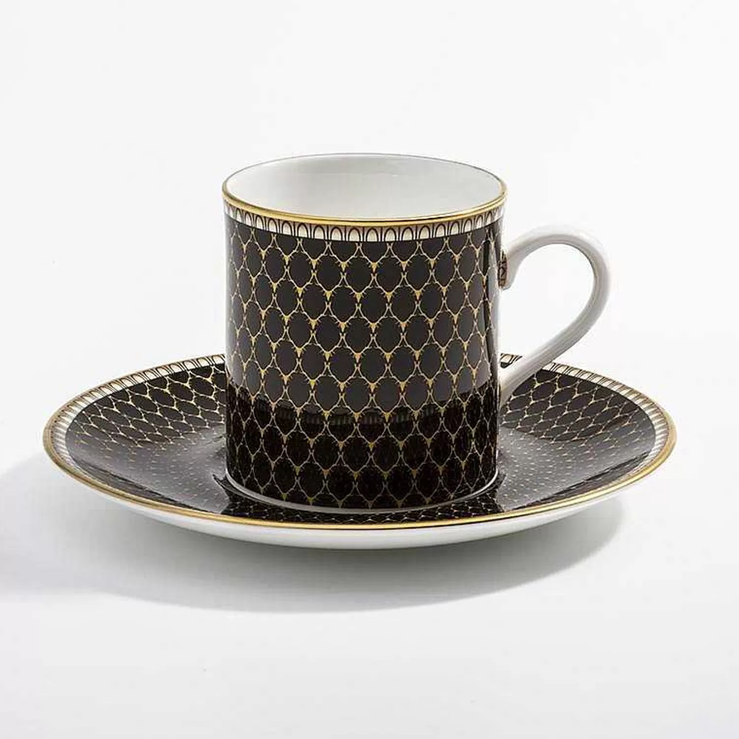 Halcyon Days Antler Trellis Black Fine Bone China Cup & Saucer New