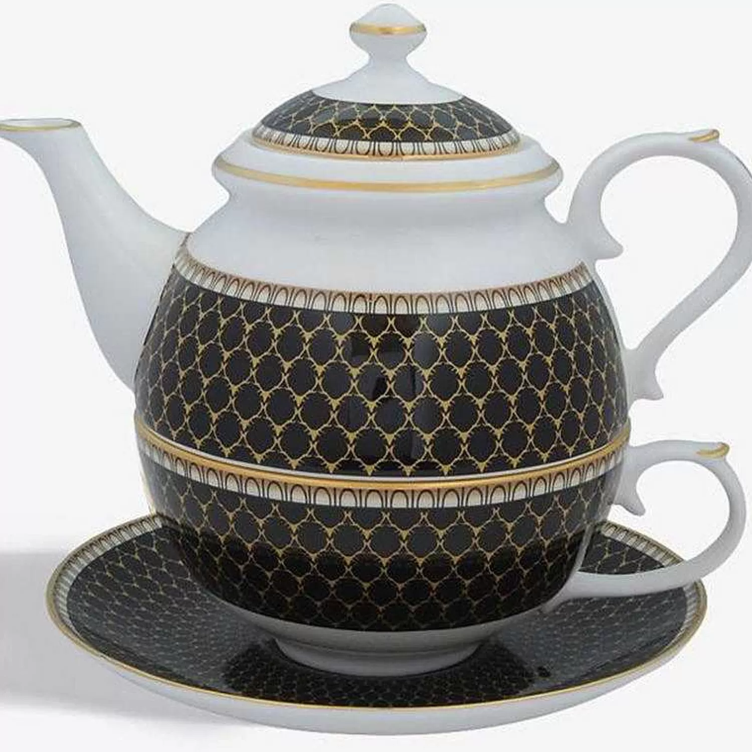 Halcyon Days Antler Trellis Black Fine Bone China Tea For One Shop