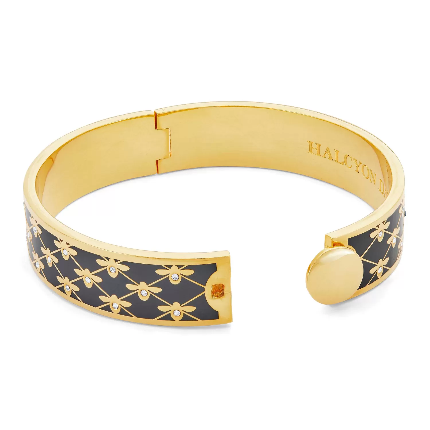 Halcyon Days Bee Sparkle Trellis Black & Gold Bangle | Clearance