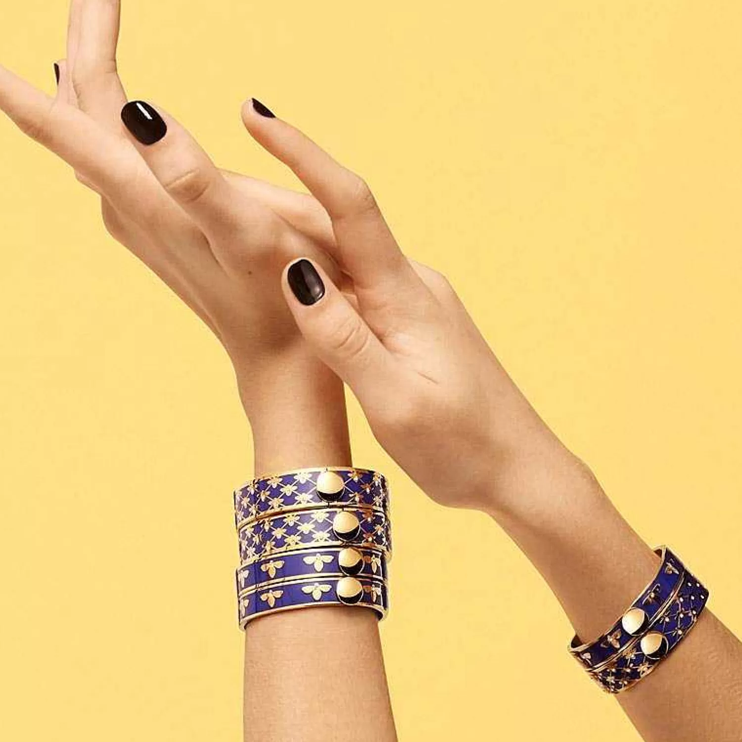 Halcyon Days Bee Sparkle Trellis Cobalt Gold Bangle | Fashion