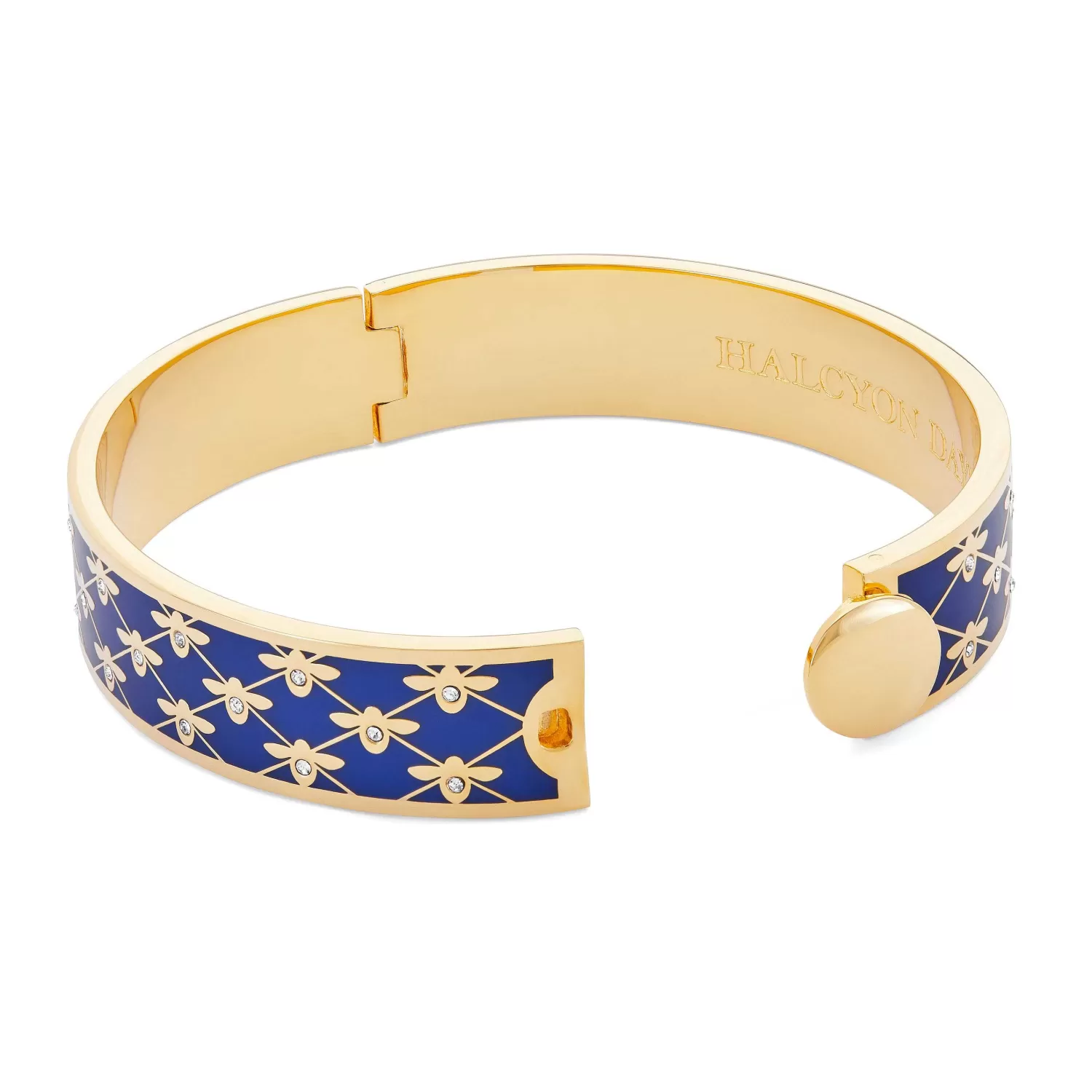 Halcyon Days Bee Sparkle Trellis Cobalt Gold Bangle | Fashion