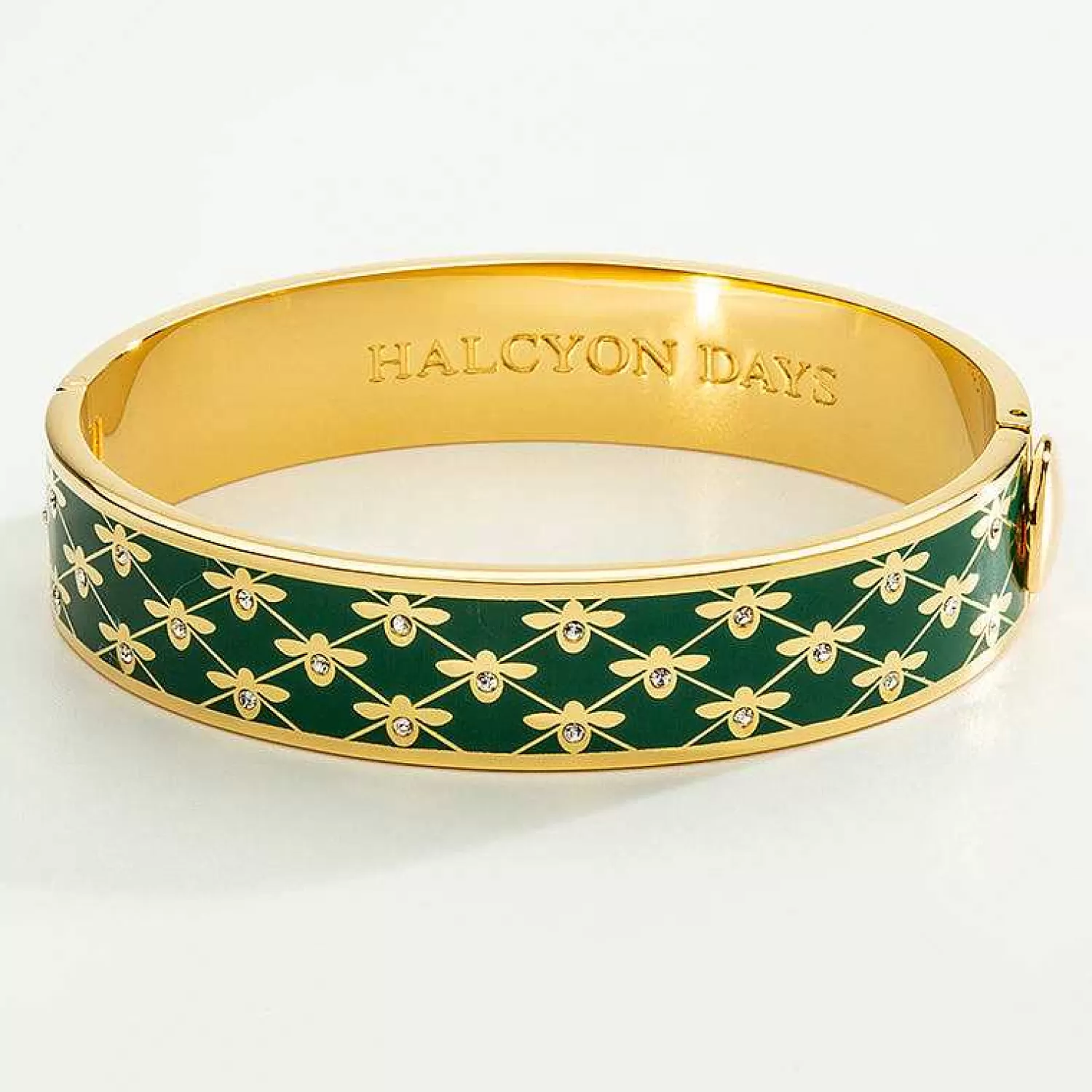 Halcyon Days Bee Sparkle Trellis Emerald Gold Bangle | Cheap