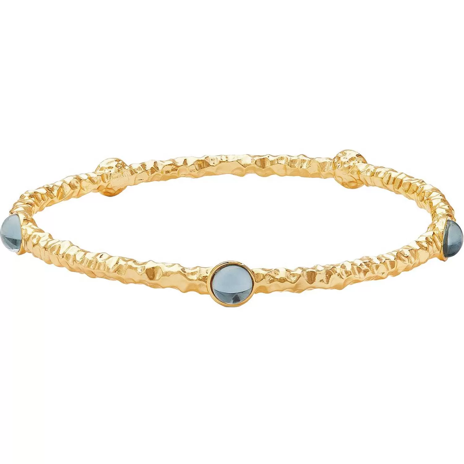 Halcyon Days Cabochon Aquamarine Gold Push-On Bangle | Store