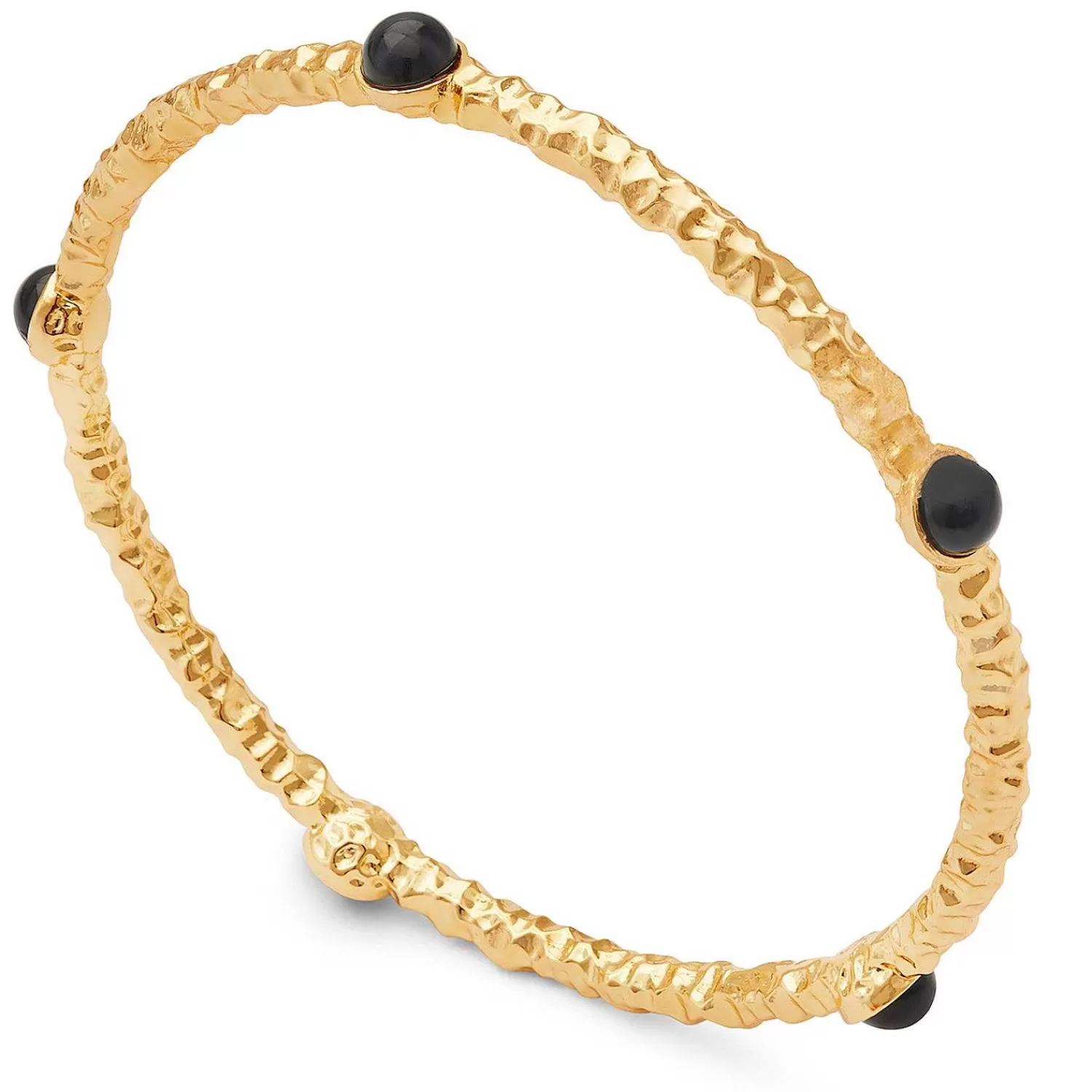 Halcyon Days Cabochon Black & Gold Push-On Bangle | Outlet