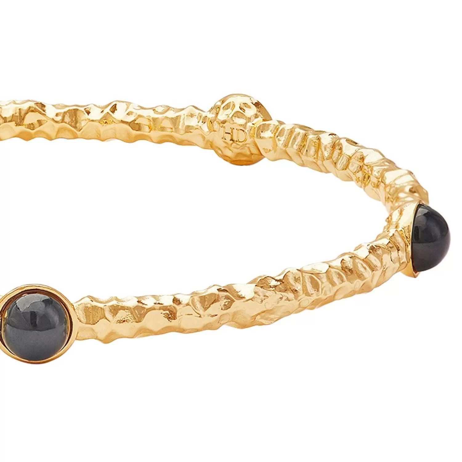 Halcyon Days Cabochon Black & Gold Push-On Bangle | Outlet