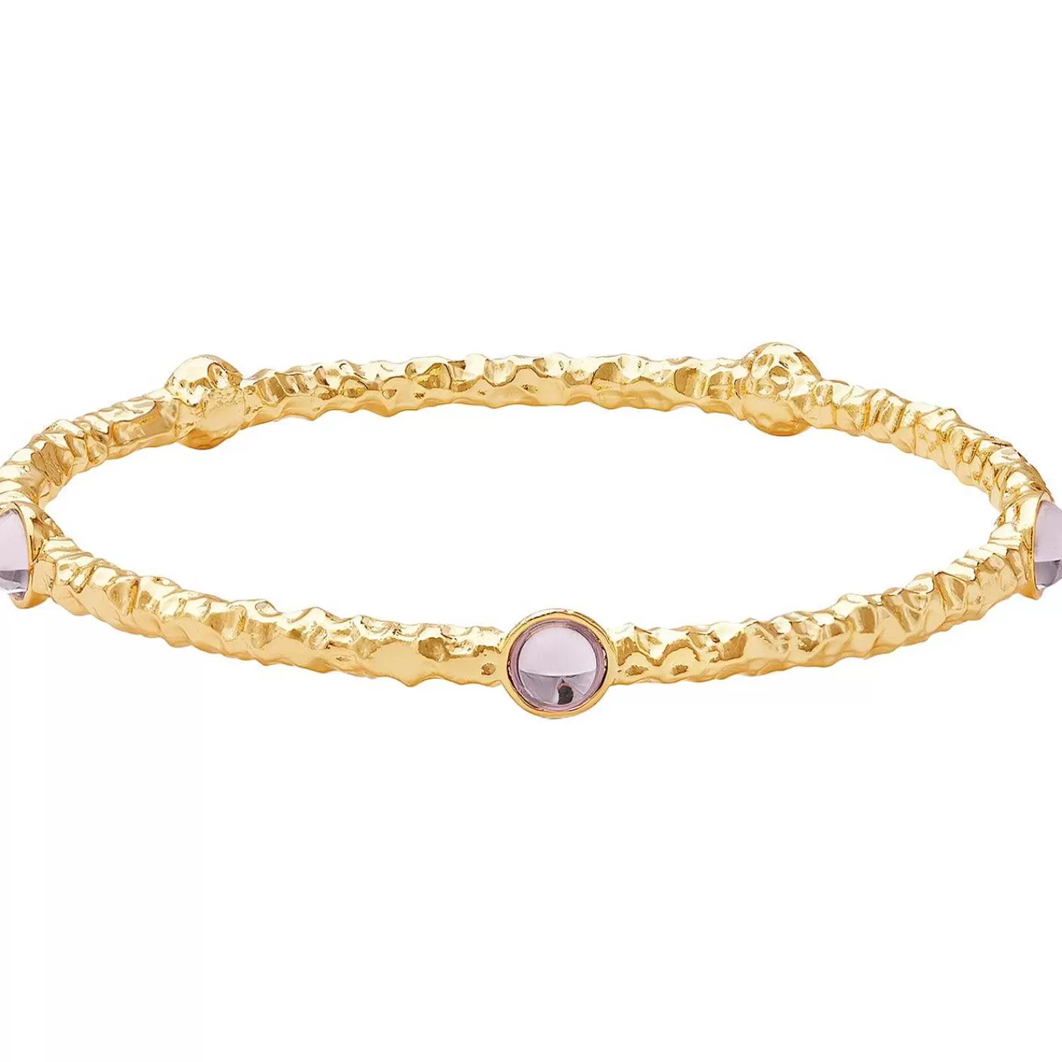 Halcyon Days Cabochon Rose Quartz & Gold Push-On Bangle | Store