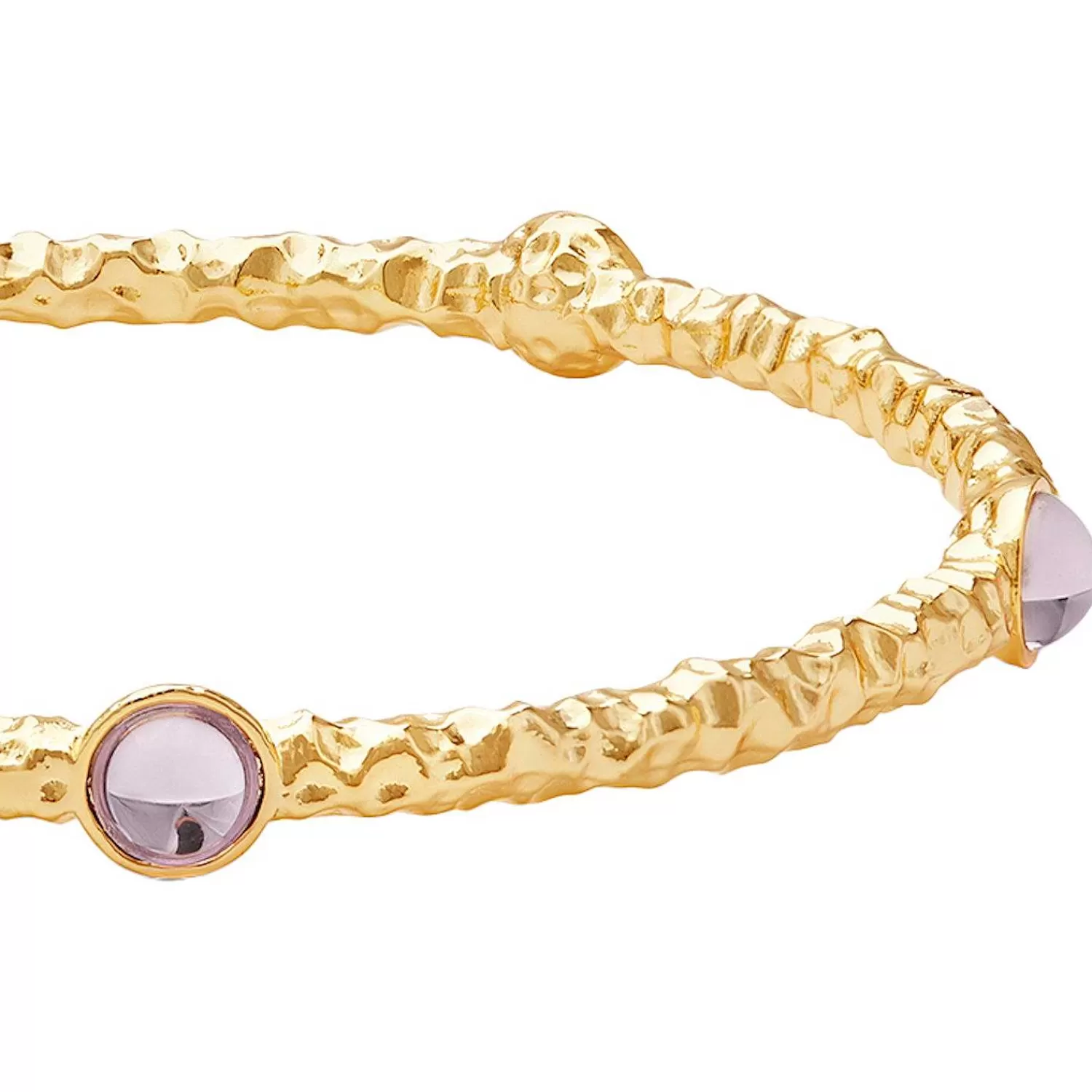 Halcyon Days Cabochon Rose Quartz & Gold Push-On Bangle | Store