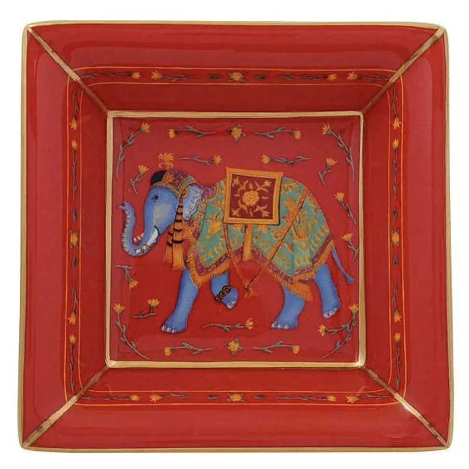 Halcyon Days Ceremonial Indian Elephant Red Square Tray Cheap