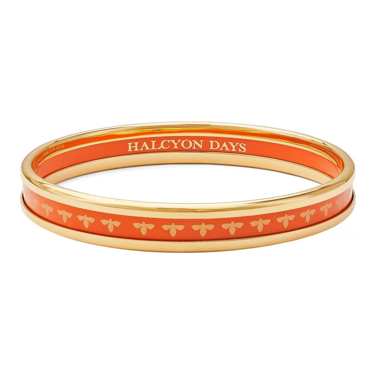 Halcyon Days Christmas Robin Enamel Bangle In Navy & Gold | Clearance