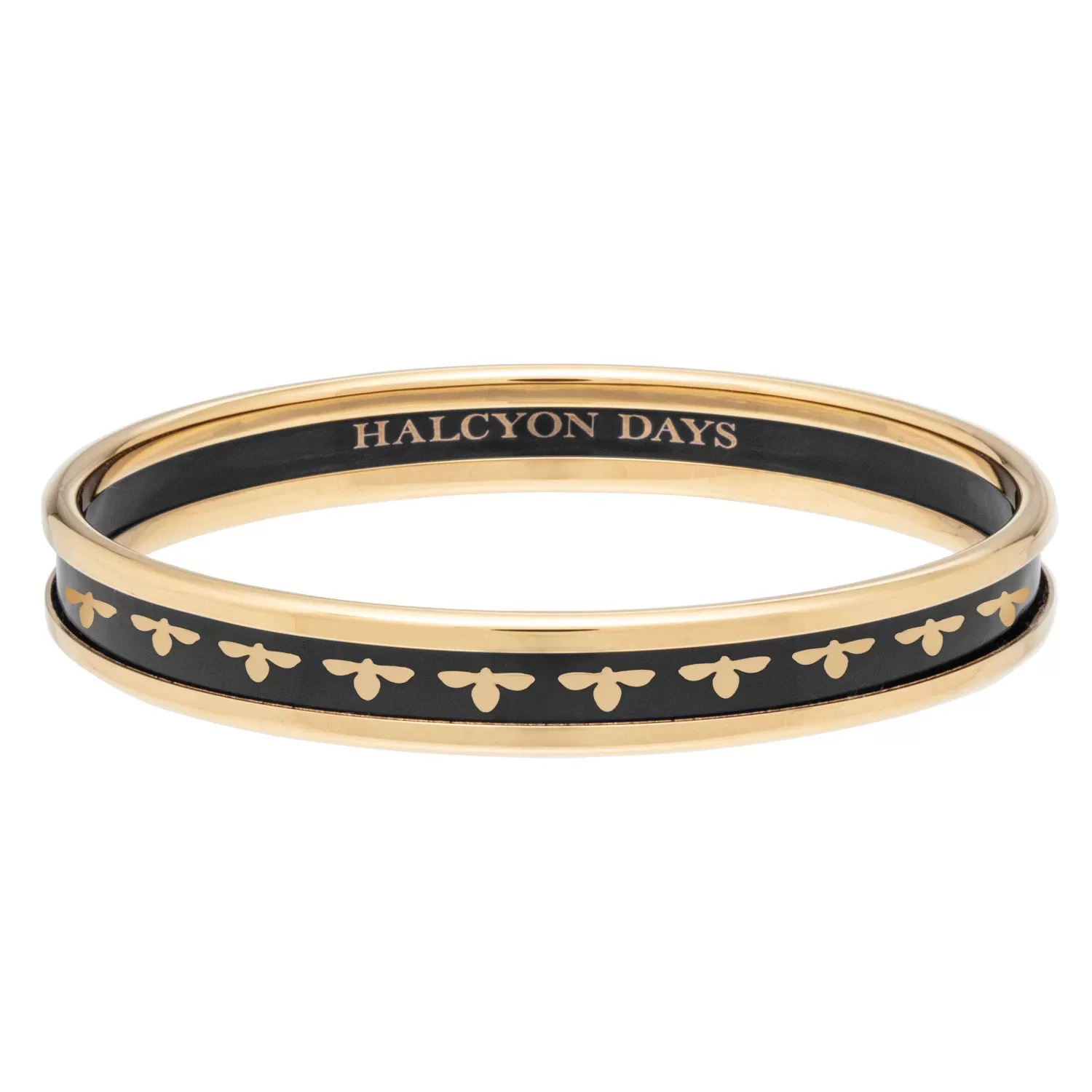 Halcyon Days Christmas Robin Enamel Bangle In Navy & Gold | Store