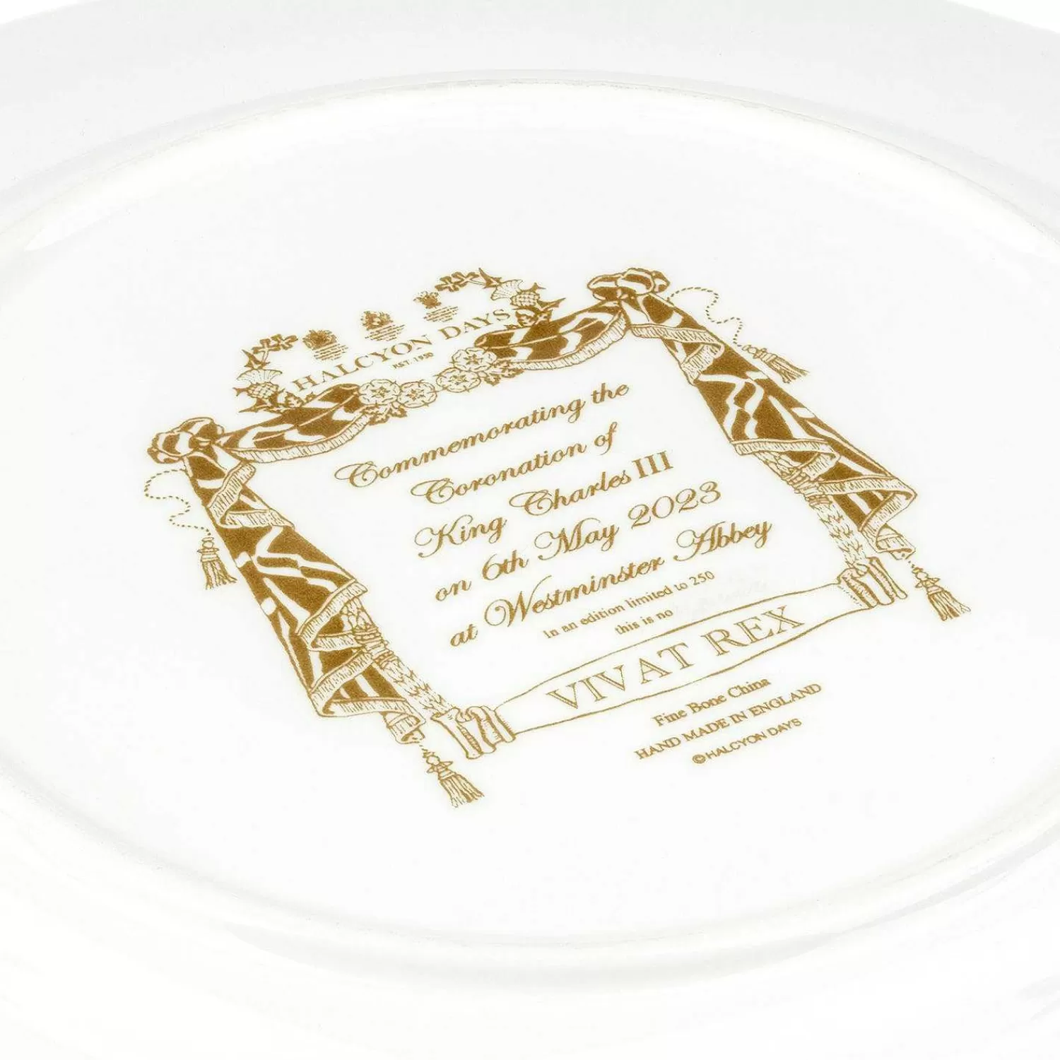 Halcyon Days Coronation Gold 10" Presentation Plate Outlet