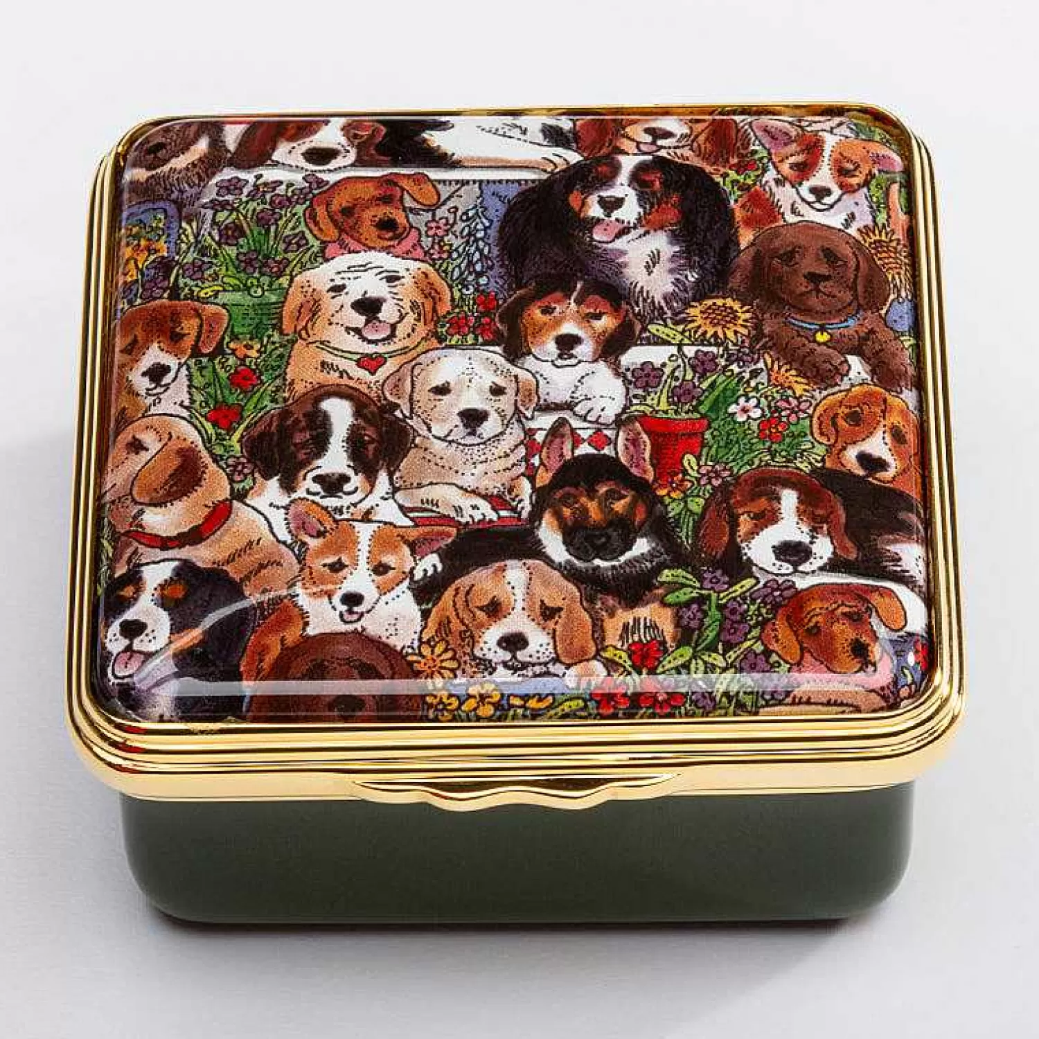 Halcyon Days Dogs Leave Pawprints Heart Enamel Box | Shop