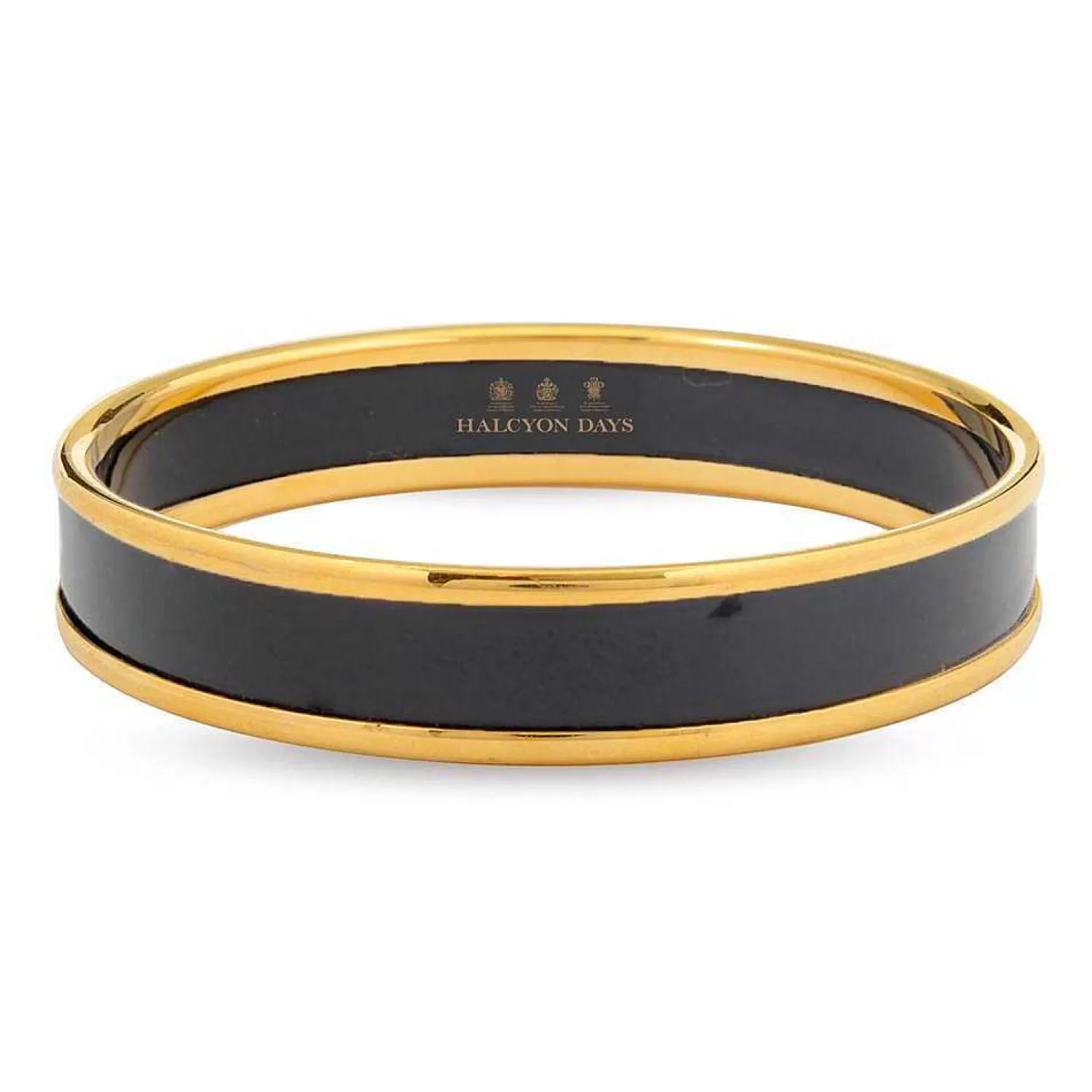 Halcyon Days Enamel Bangle In Black & Gold | Flash Sale