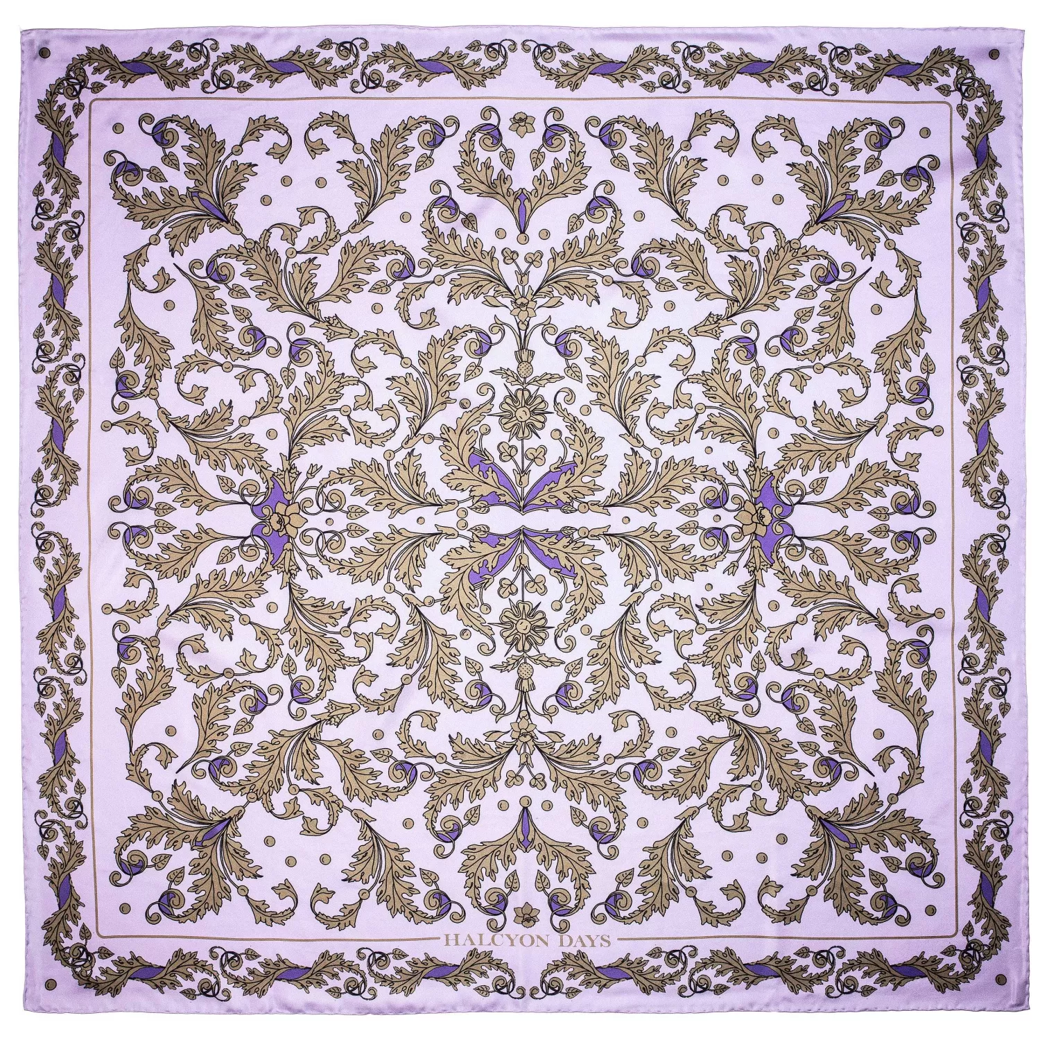 Halcyon Days Flowers Of The Realm Lavender Silk Scarf Clearance