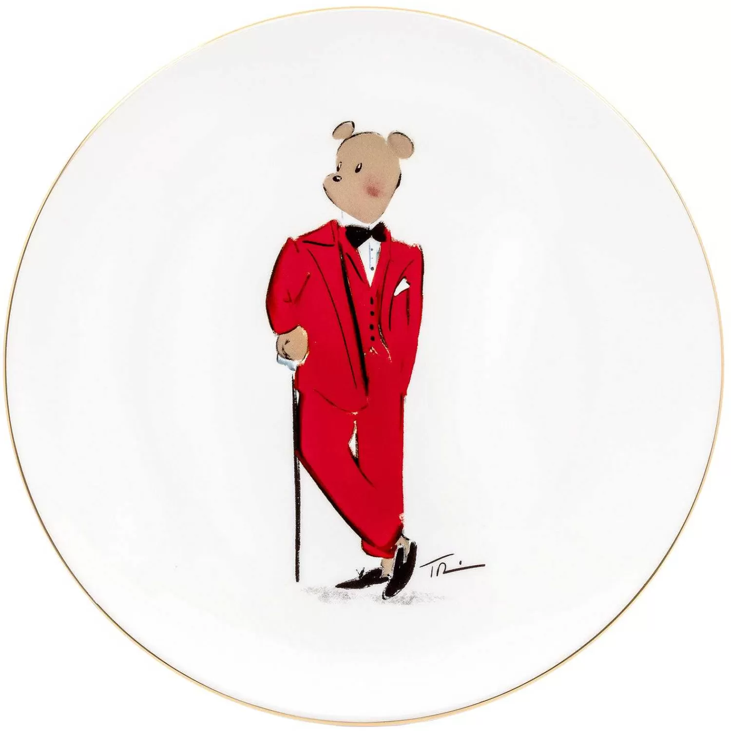 Halcyon Days Hal The Bear Coupe Plate, White | Sale