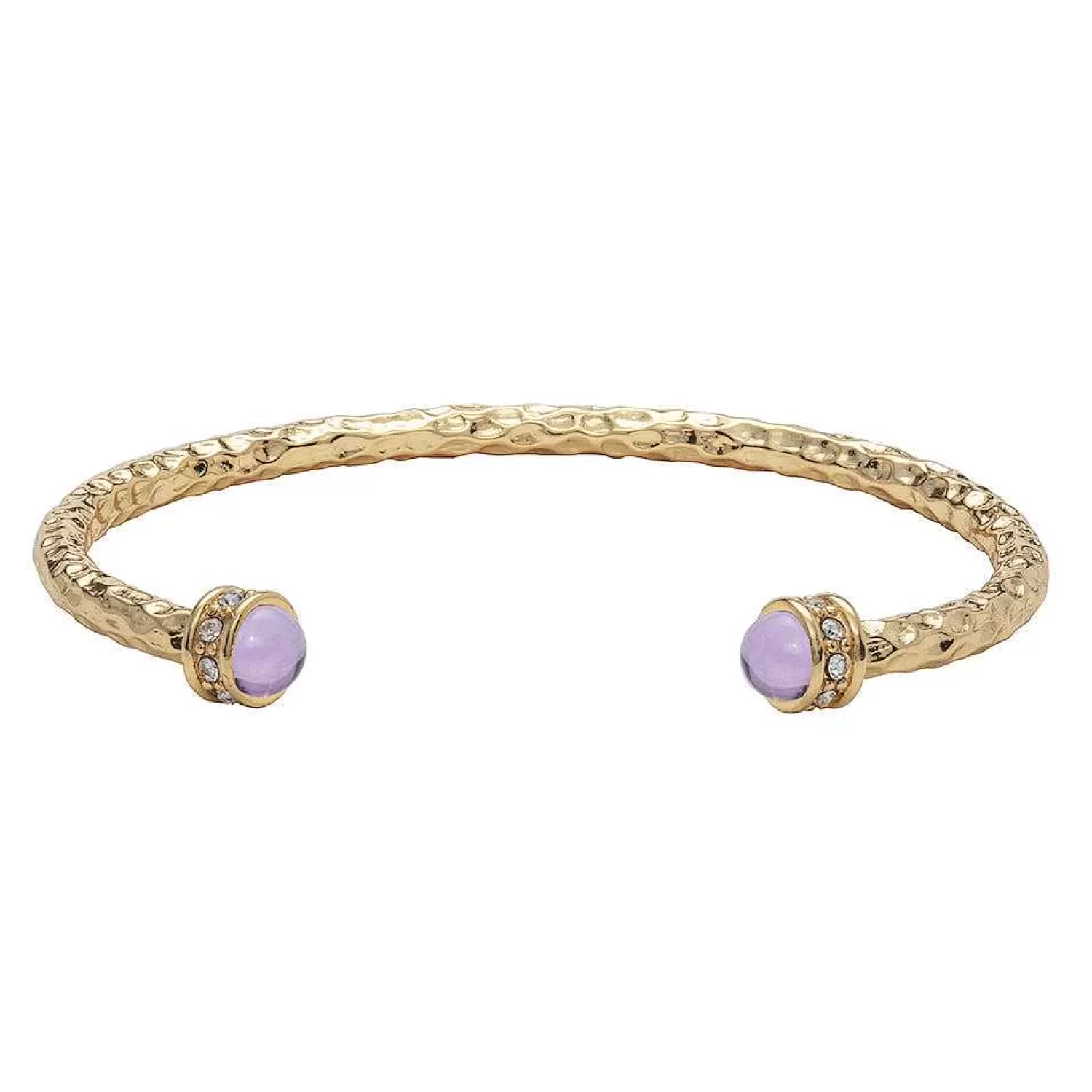 Halcyon Days Hammered Torque Amethyst & Gold Bangle | New