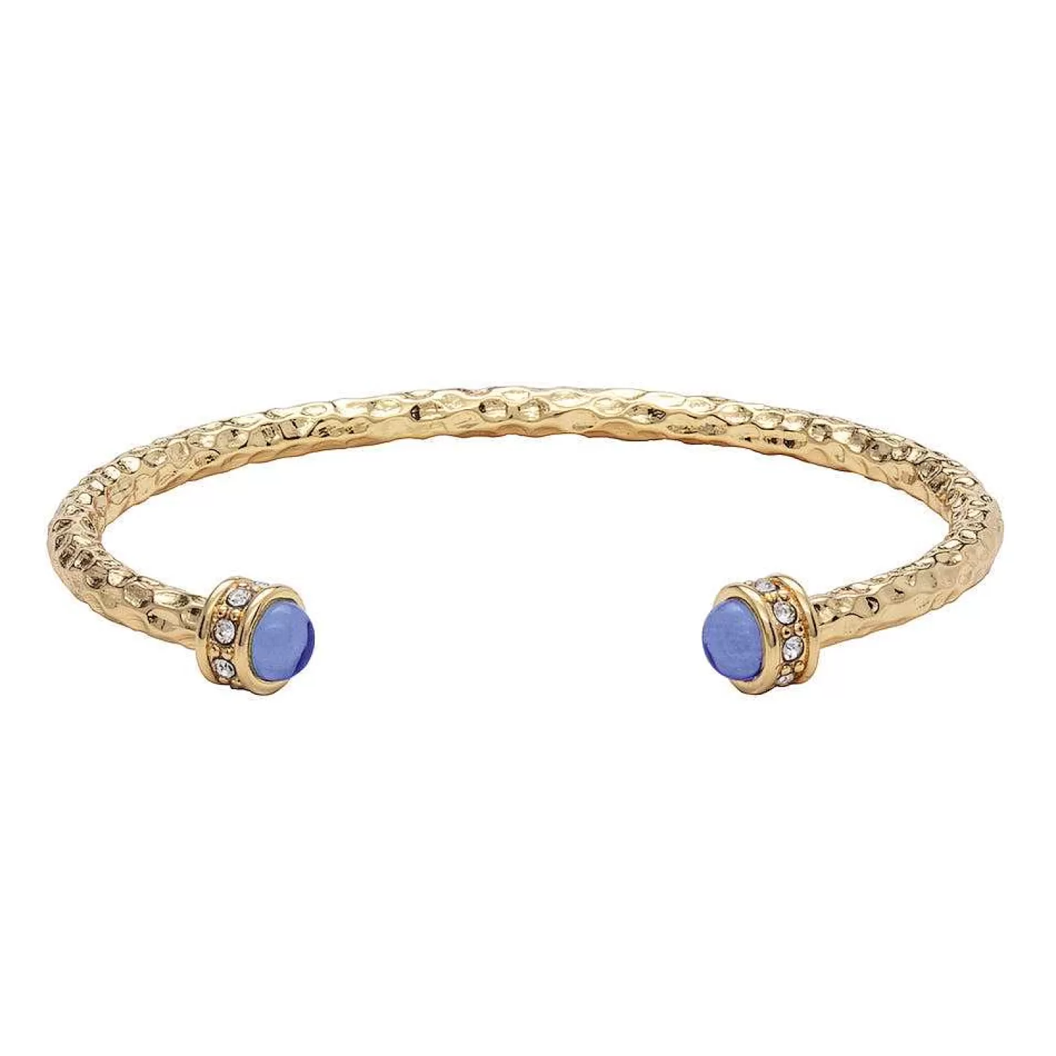 Halcyon Days Hammered Torque Forget-Me-Not & Gold Bangle | New