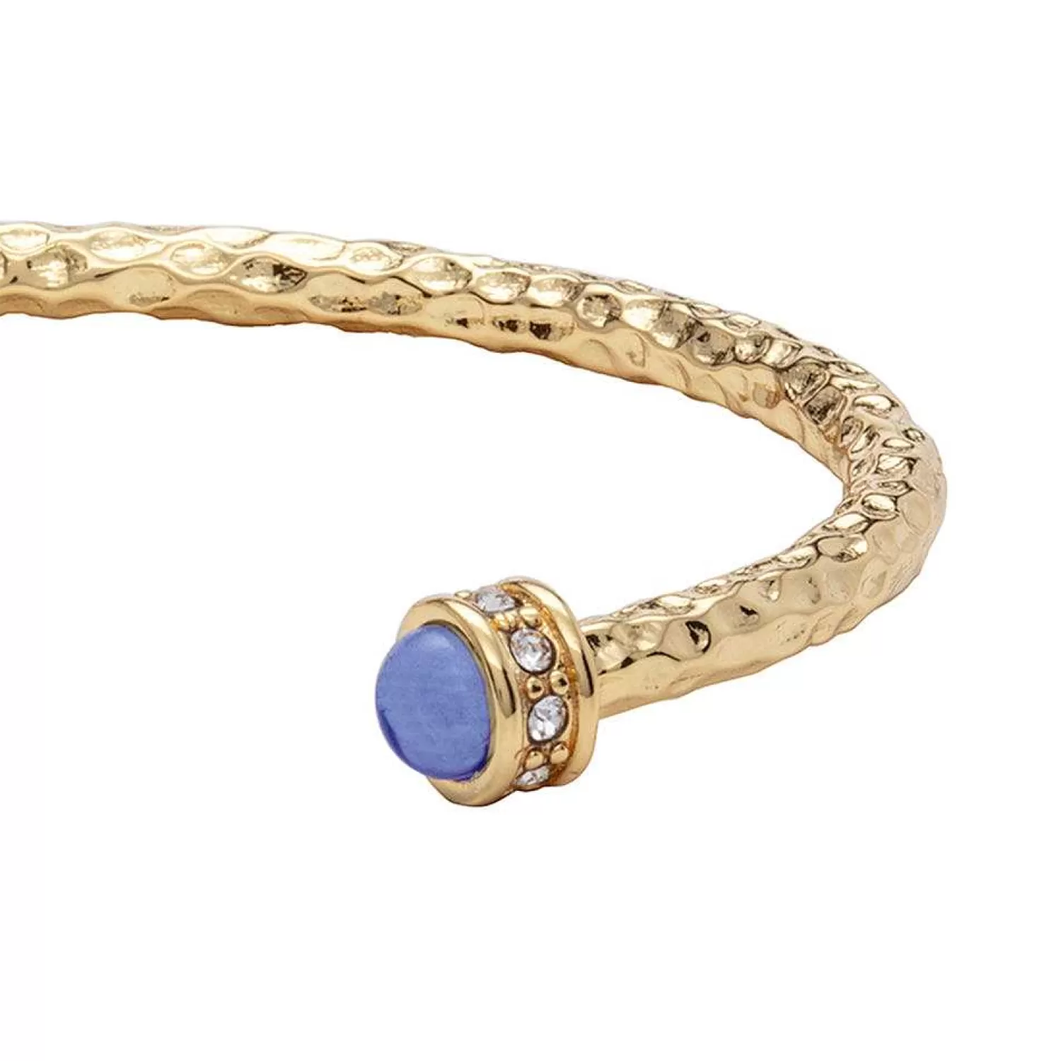 Halcyon Days Hammered Torque Forget-Me-Not & Gold Bangle | New