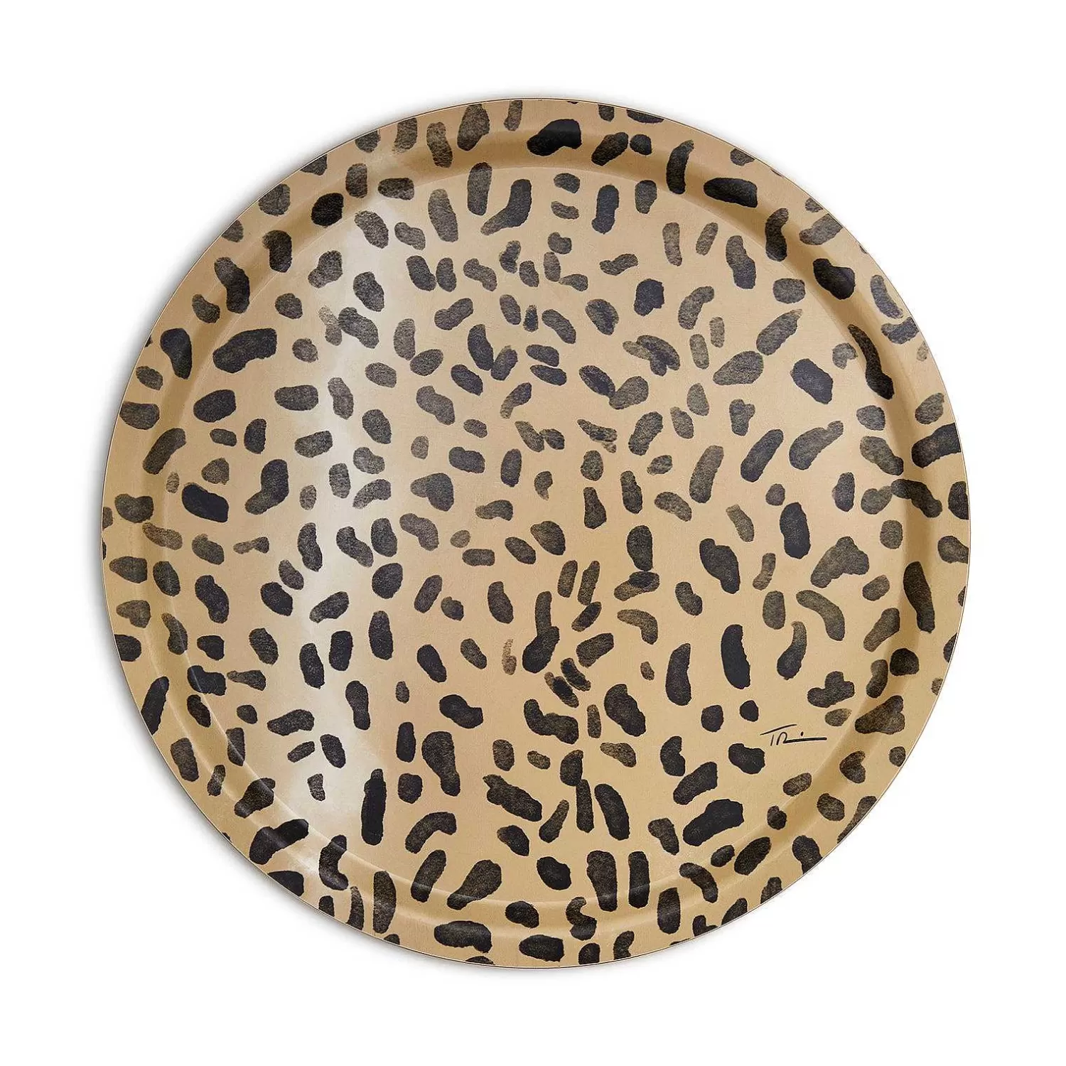 Halcyon Days Leopard Print Round Birchwood Tray | Store