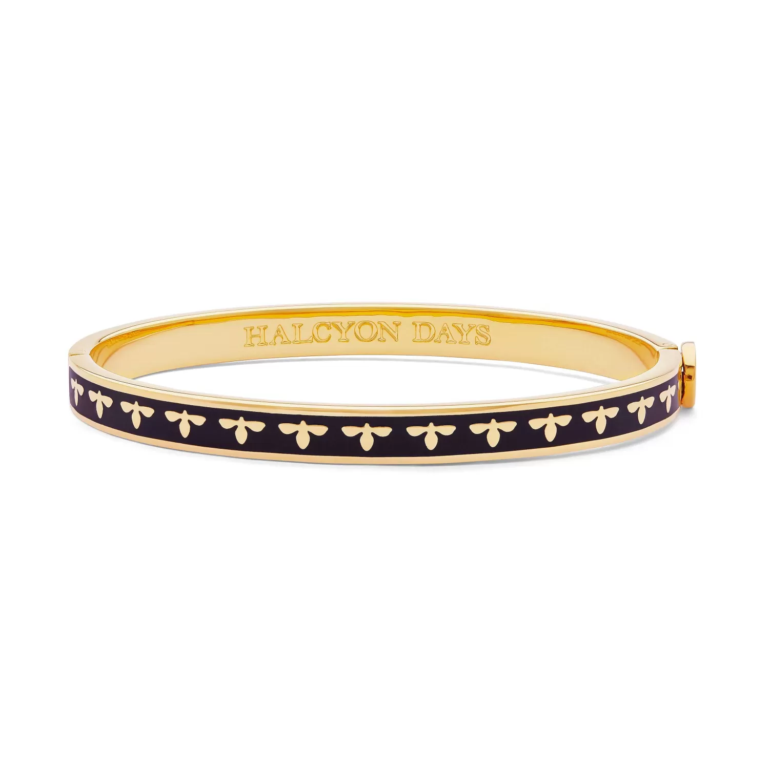 Halcyon Days Skinny Bee Black & Gold Bangle | Hot