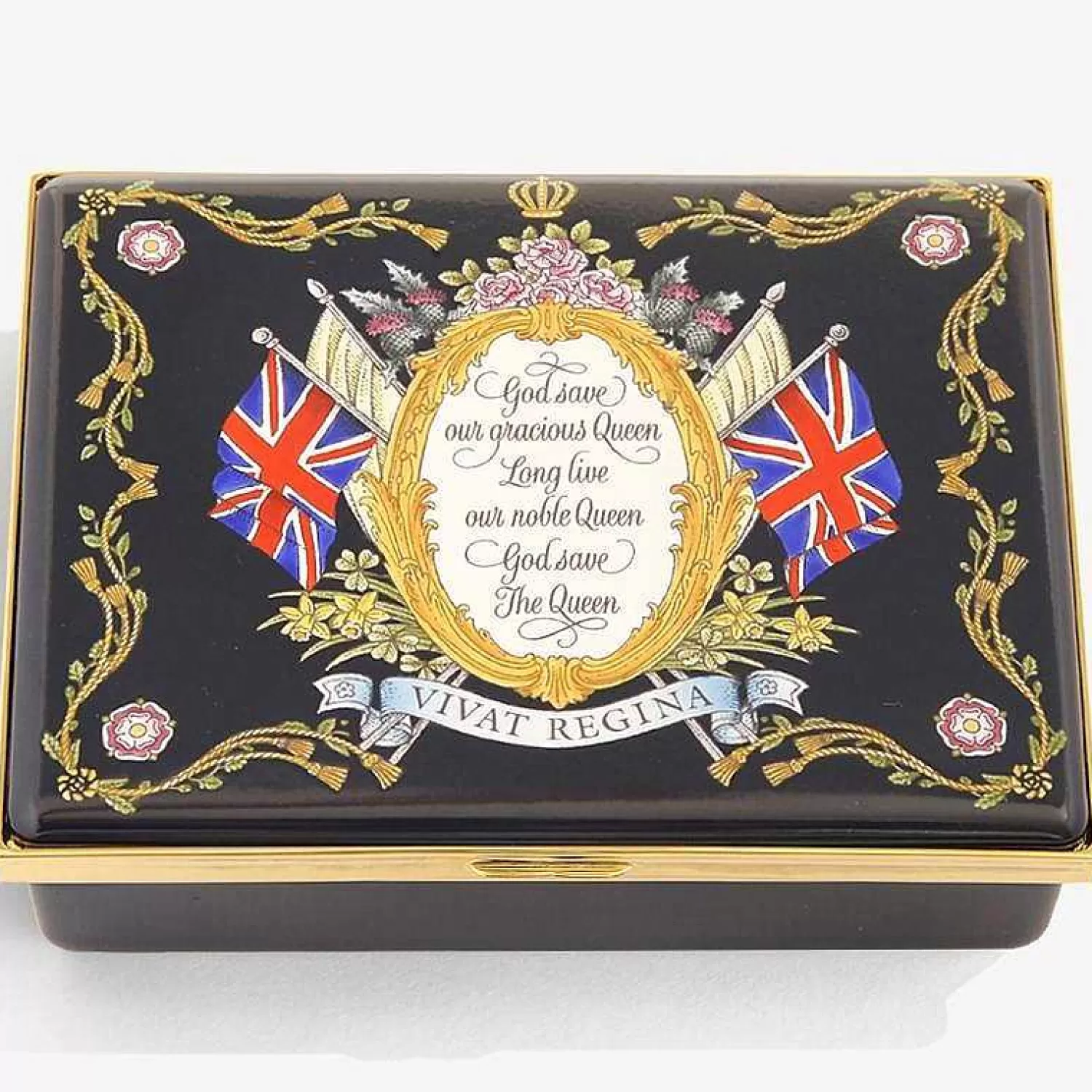 Halcyon Days Vivat Regina Prestige Enamel Box Navy | Discount